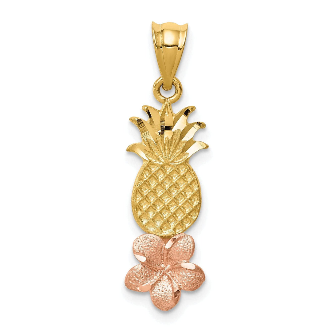 Lovely Rita's Pendants & Charms 14k Two Tone Gold Pineapple Plumeria Pendant