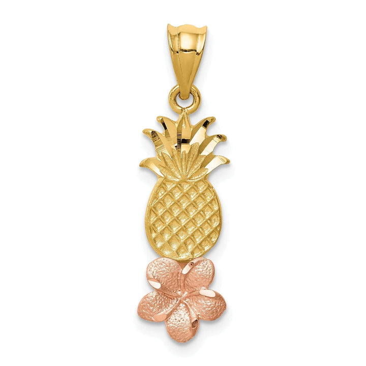 Lovely Rita's Pendants & Charms 14k Two Tone Gold Pineapple Plumeria Pendant