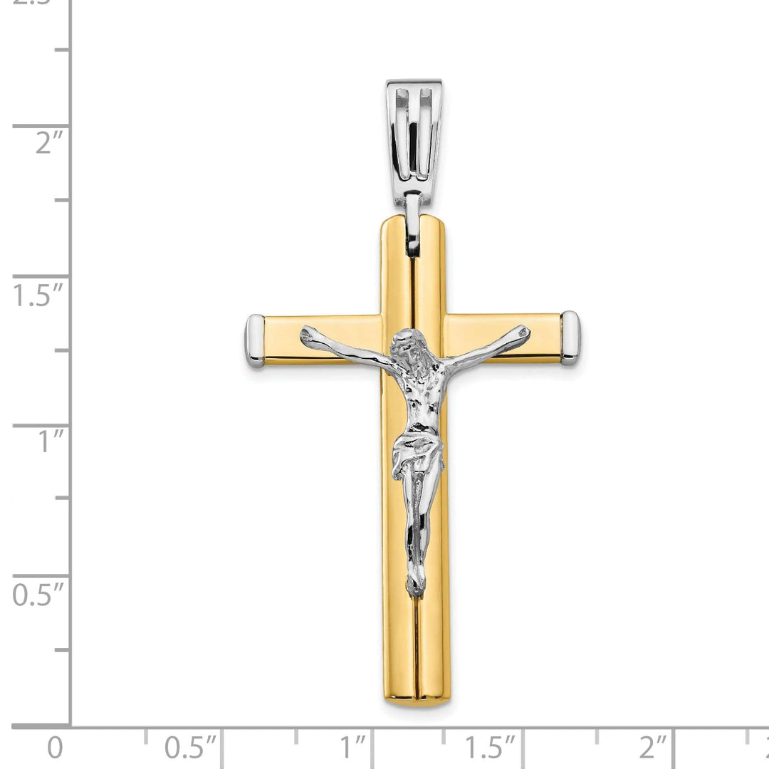 Celebration of Faith Pendants & Charms 14k Two Tone Gold Polish Crucifix Cross Pendant