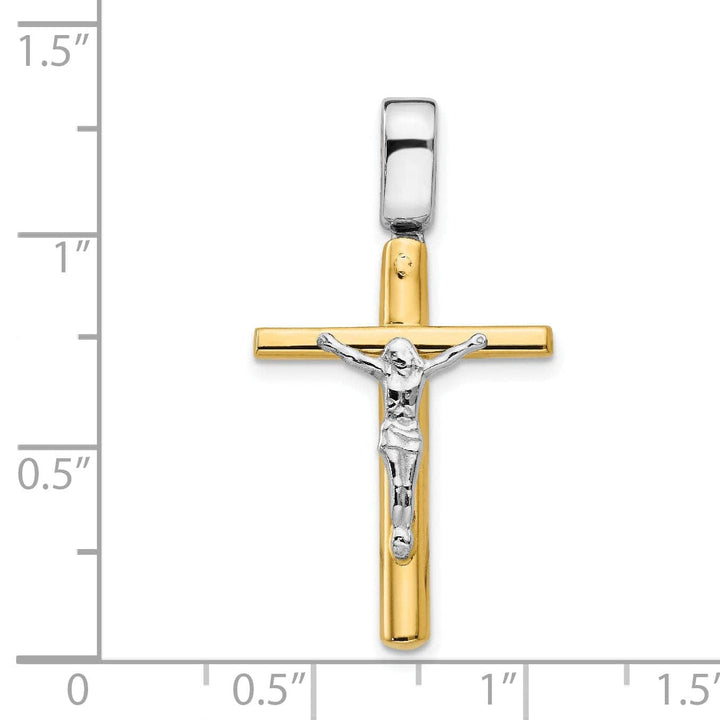 Lovely Rita's Pendants & Charms 14k Two Tone Gold Polish Crucifix Cross Pendant