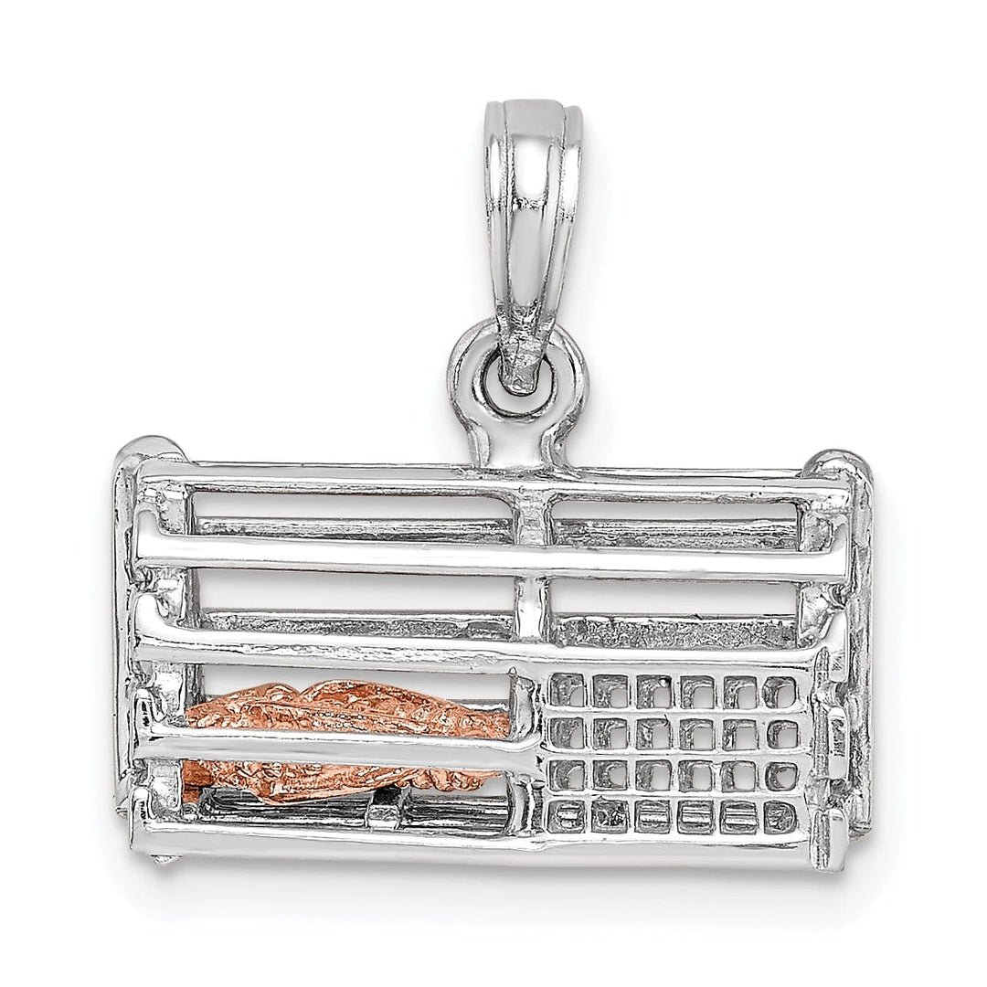 Lovely Rita's Pendants & Charms 14K Two-Tone Gold Polish Finish 3-Dimensional Lobster Trap Moveable Charm Pendant
