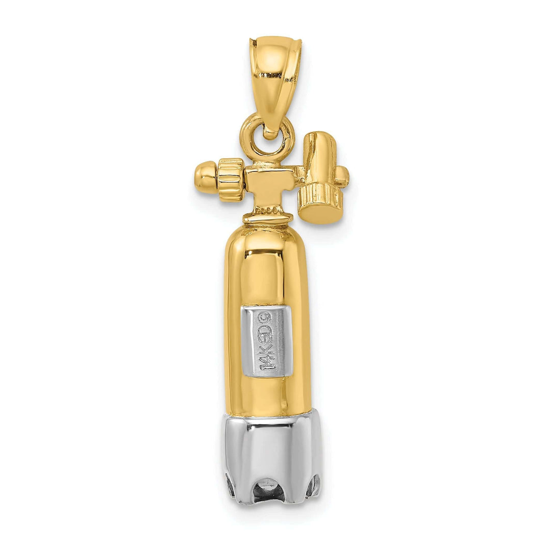 Lovely Rita's Pendants & Charms 14k Two-Tone Gold Polish Finish 3-Dimensional Single Scuba Tank Charm Pendant