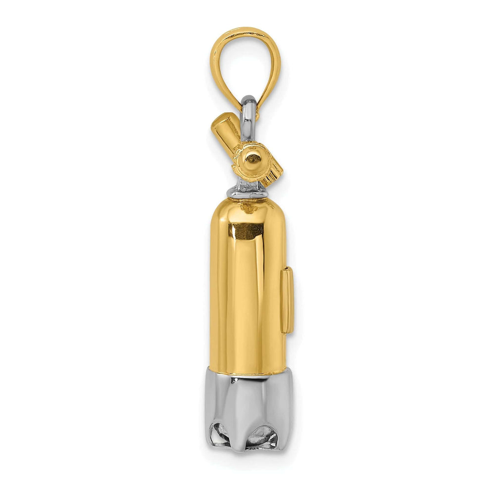 Lovely Rita's Pendants & Charms 14k Two-Tone Gold Polish Finish 3-Dimensional Single Scuba Tank Charm Pendant