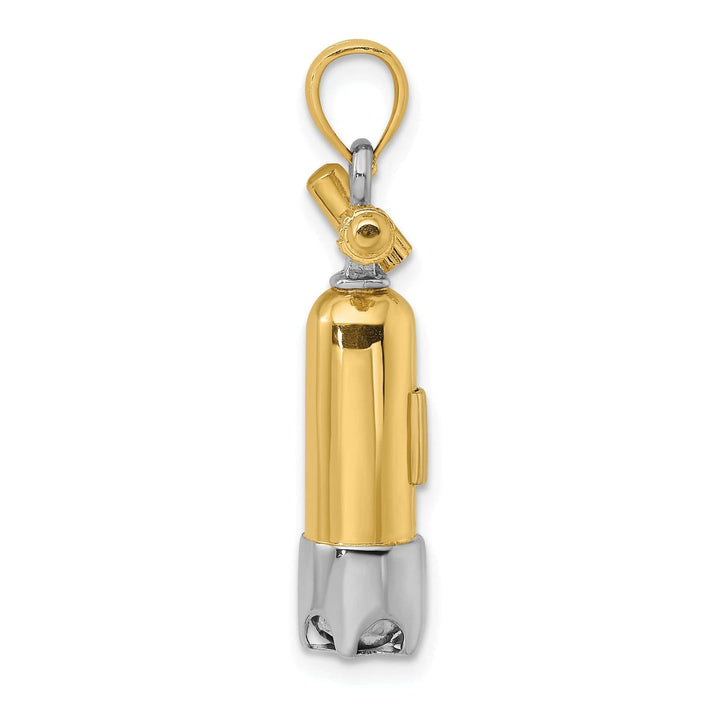 Lovely Rita's Pendants & Charms 14k Two-Tone Gold Polish Finish 3-Dimensional Single Scuba Tank Charm Pendant