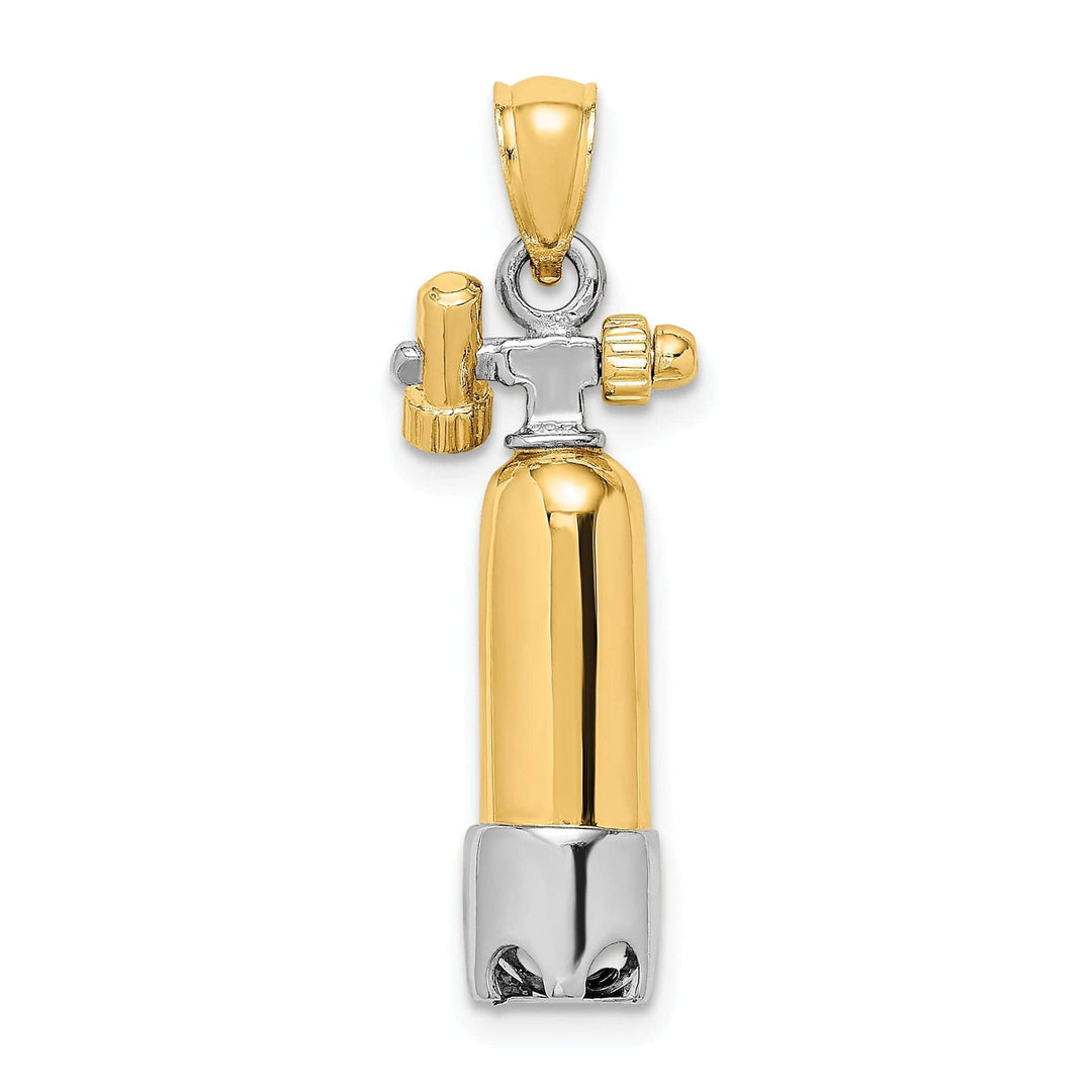Lovely Rita's Pendants & Charms 14k Two-Tone Gold Polish Finish 3-Dimensional Single Scuba Tank Charm Pendant