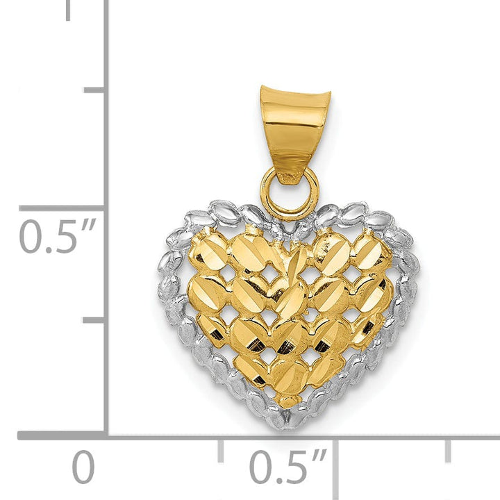 Lovely Rita's Pendants & Charms 14k Two Tone Gold Polished and D.C Heart Pendant