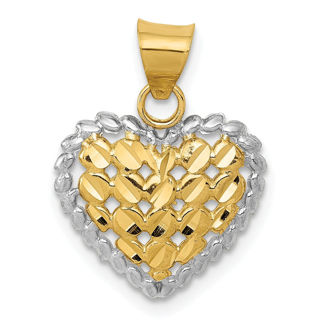 Lovely Rita's Pendants & Charms 14k Two Tone Gold Polished and D.C Heart Pendant