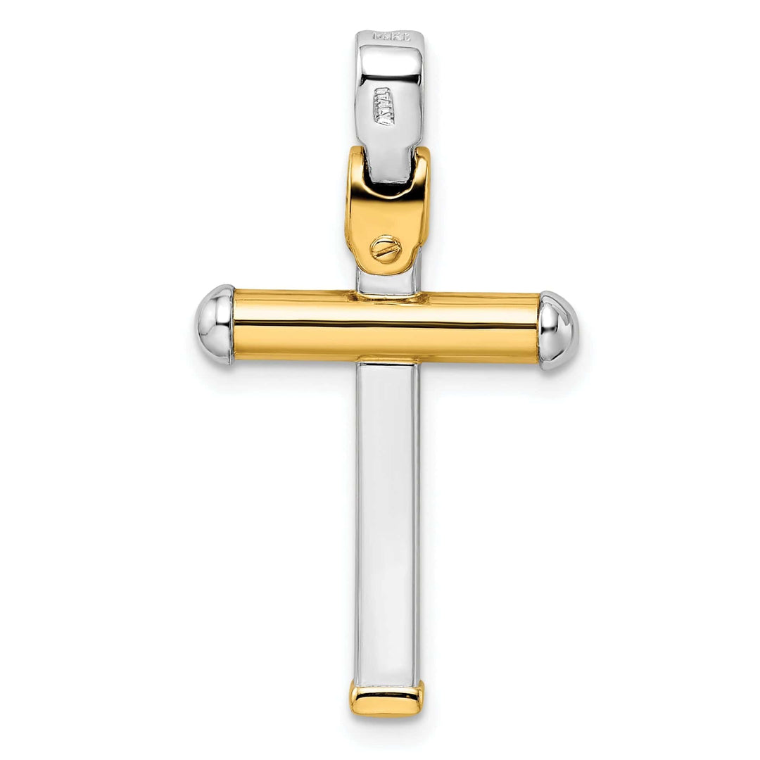 Lovely Rita's Pendants & Charms 14k Two Tone Gold Polished Cross Pendant