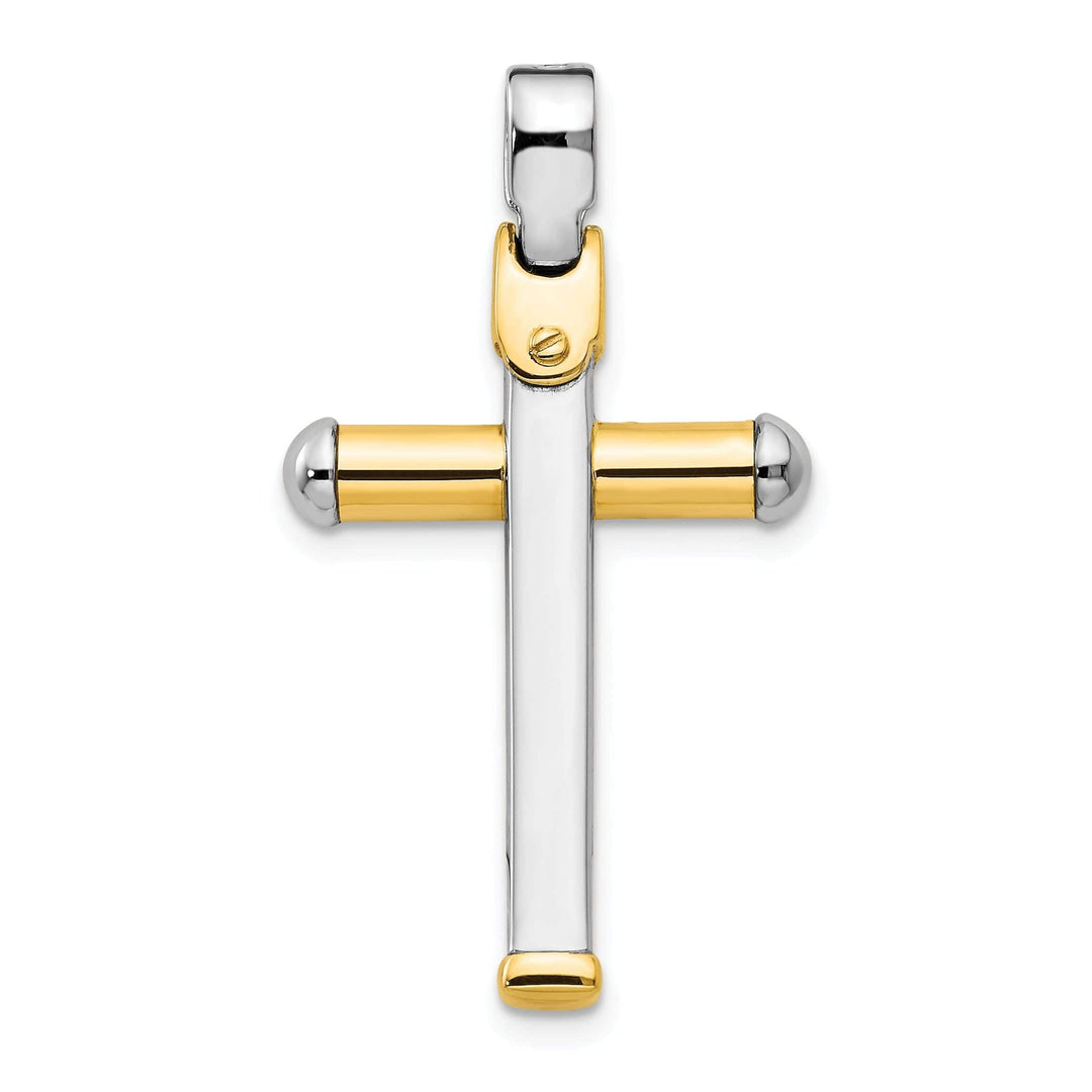 Lovely Rita's Pendants & Charms 14k Two Tone Gold Polished Cross Pendant