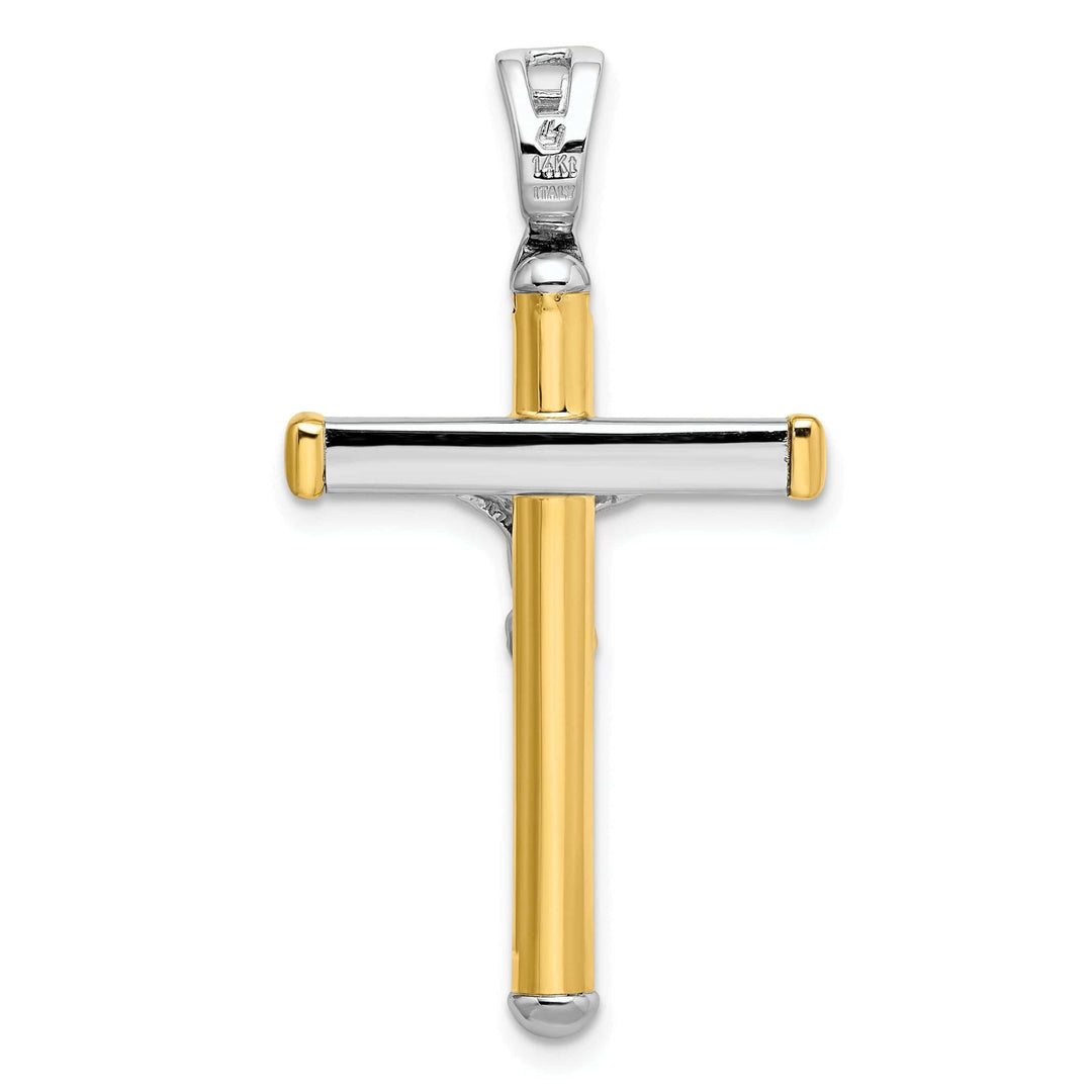 Lovely Rita's Pendants & Charms 14k Two Tone Gold Polished Crucifix Pendant