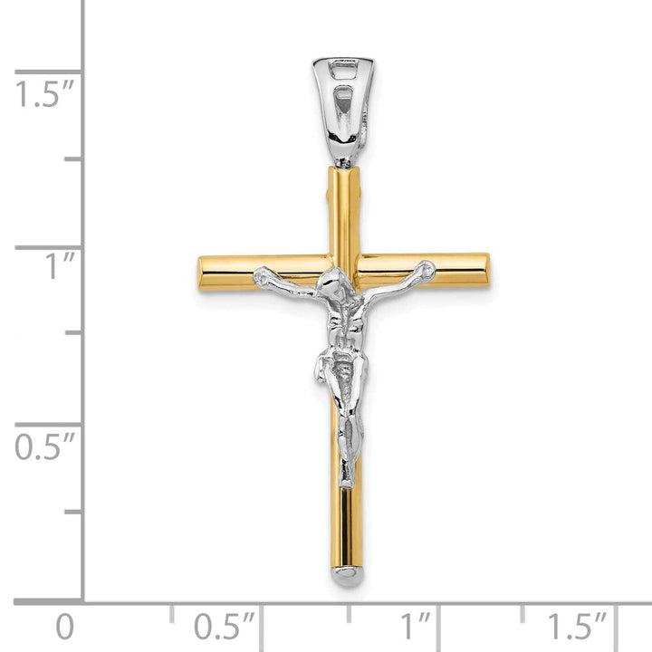 Lovely Rita's Pendants & Charms 14k Two Tone Gold Polished Crucifix Pendant
