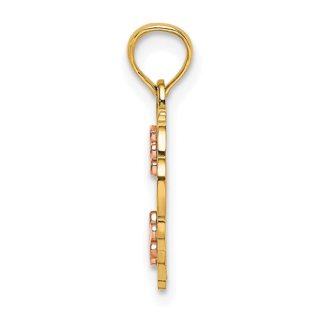 Lovely Rita's Pendants & Charms 14k Two Tone Gold Polished Diamond Cut Finish #1 GOD MOTHER In Heart Shape Design Charm Pendant