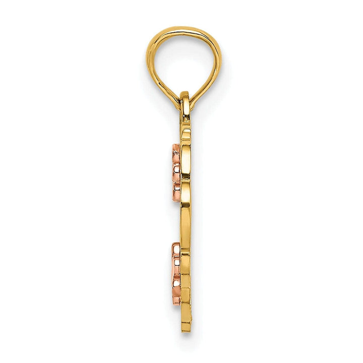 Lovely Rita's Pendants & Charms 14k Two Tone Gold Polished Diamond Cut Finish #1 GOD MOTHER In Heart Shape Design Charm Pendant