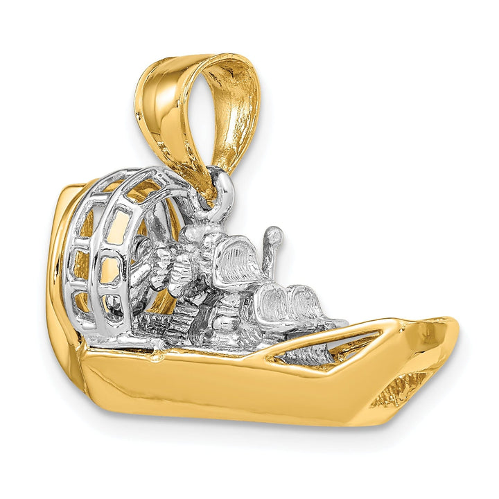 Lovely Rita's Pendants & Charms 14k Two-Tone Gold Polished Finish 3-Dimensional Airboat Charm Pendant