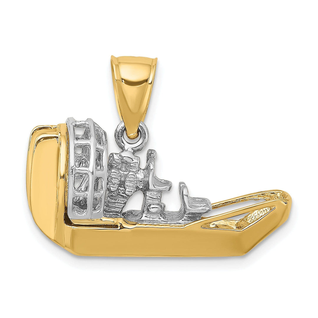 Lovely Rita's Pendants & Charms 14k Two-Tone Gold Polished Finish 3-Dimensional Airboat Charm Pendant