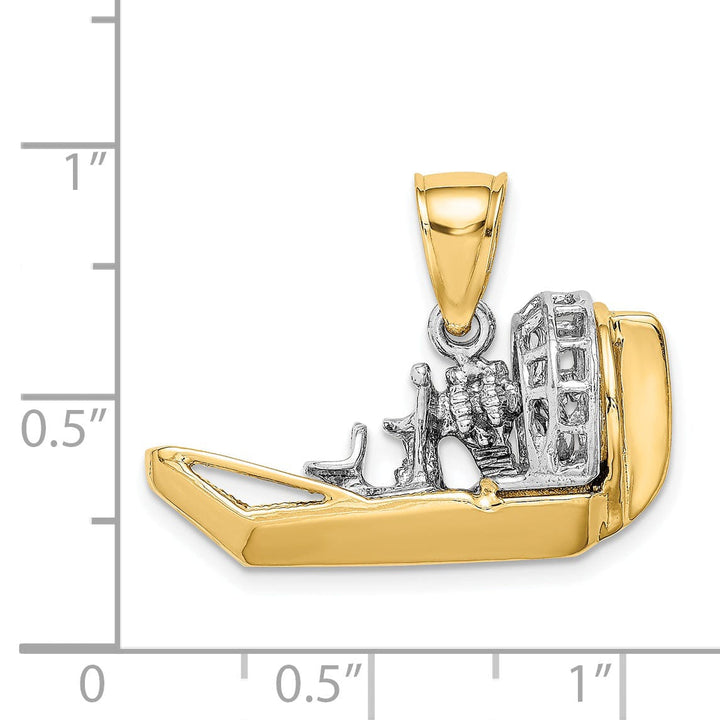 Lovely Rita's Pendants & Charms 14k Two-Tone Gold Polished Finish 3-Dimensional Airboat Charm Pendant