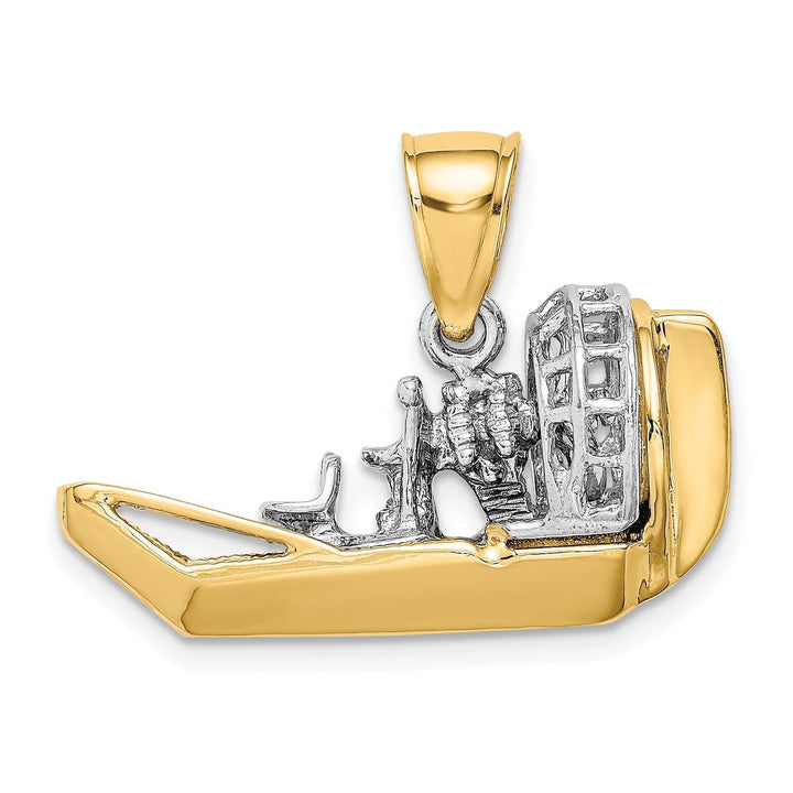 Lovely Rita's Pendants & Charms 14k Two-Tone Gold Polished Finish 3-Dimensional Airboat Charm Pendant