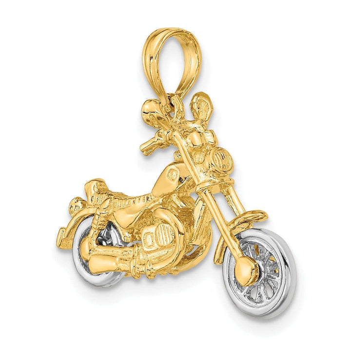 Lovely Rita's Pendants & Charms 14k Two Tone Gold Polished Finish 3-Dimensional Moveable Chopper Bike Motorcycle Charm Pendant