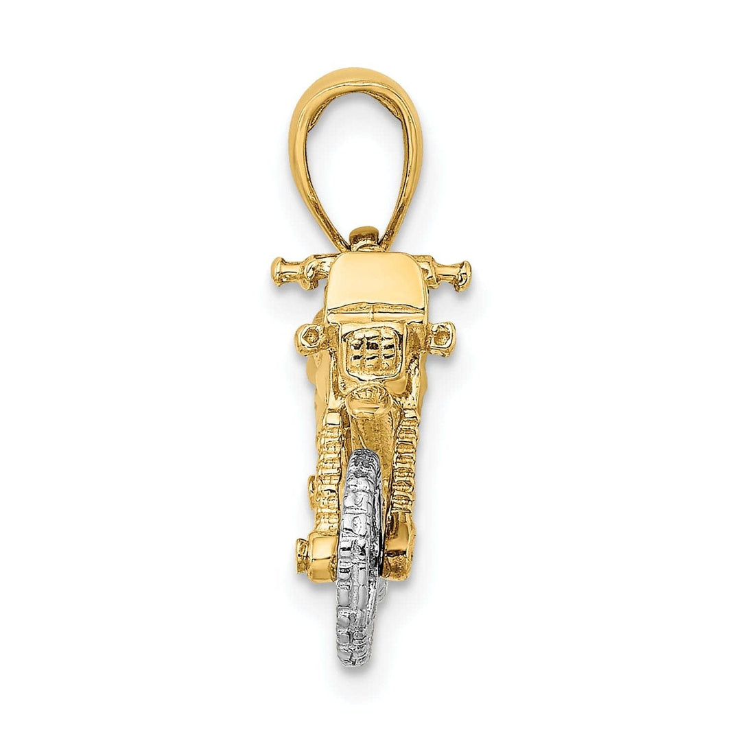 Lovely Rita's Pendants & Charms 14k Two Tone Gold Polished Finish 3-Dimensional Moveable Dirt Bike Motorcycle Charm Pendant