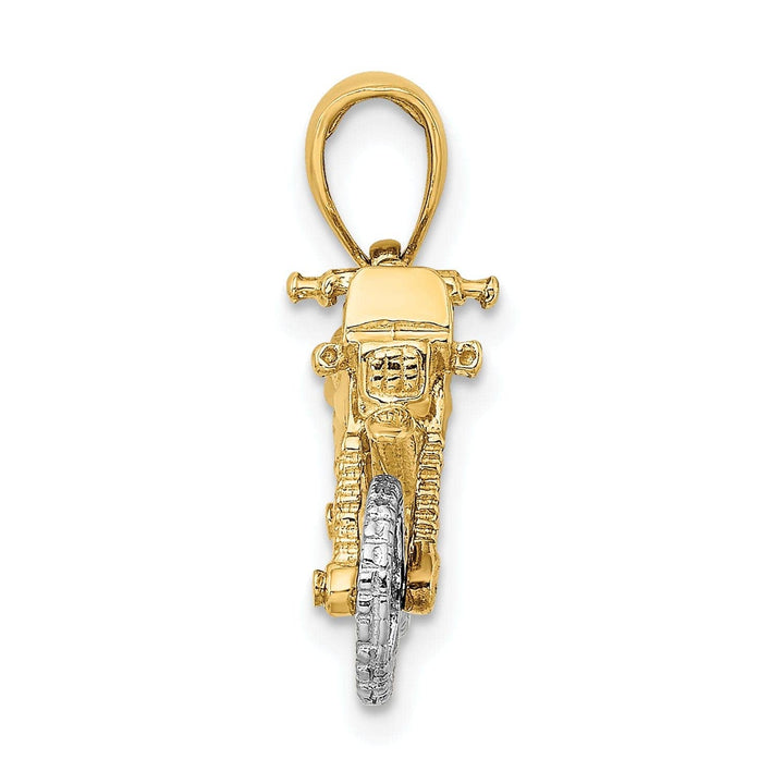 Lovely Rita's Pendants & Charms 14k Two Tone Gold Polished Finish 3-Dimensional Moveable Dirt Bike Motorcycle Charm Pendant