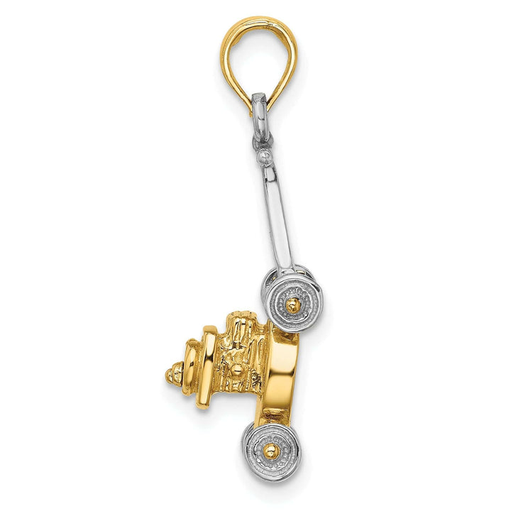 Lovely Rita's Pendants & Charms 14k Two Tone Gold Polished Finish 3-Dimensional Moveable Lawn Mower Charm Pendant