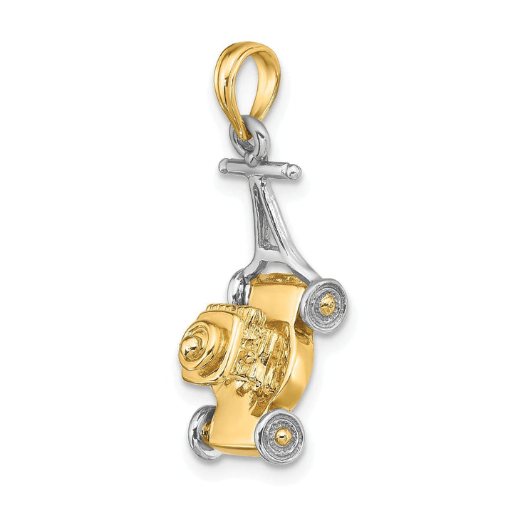Lovely Rita's Pendants & Charms 14k Two Tone Gold Polished Finish 3-Dimensional Moveable Lawn Mower Charm Pendant