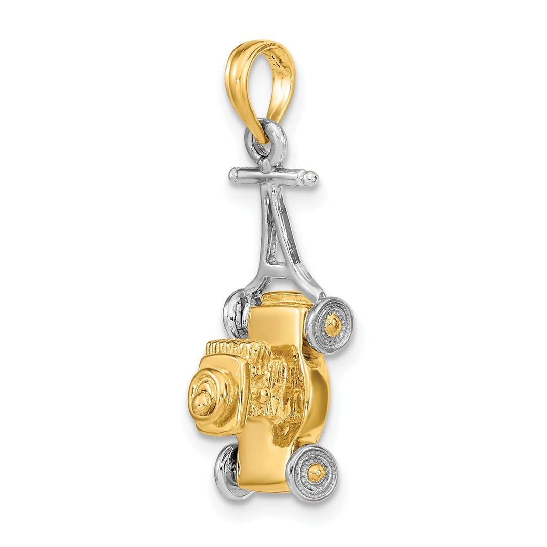 Lovely Rita's Pendants & Charms 14k Two Tone Gold Polished Finish 3-Dimensional Moveable Lawn Mower Charm Pendant