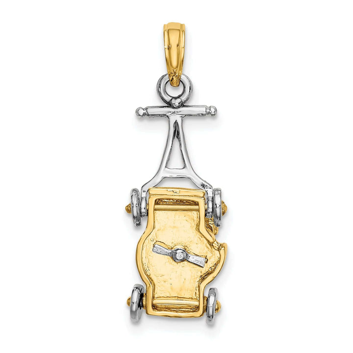 Lovely Rita's Pendants & Charms 14k Two Tone Gold Polished Finish 3-Dimensional Moveable Lawn Mower Charm Pendant