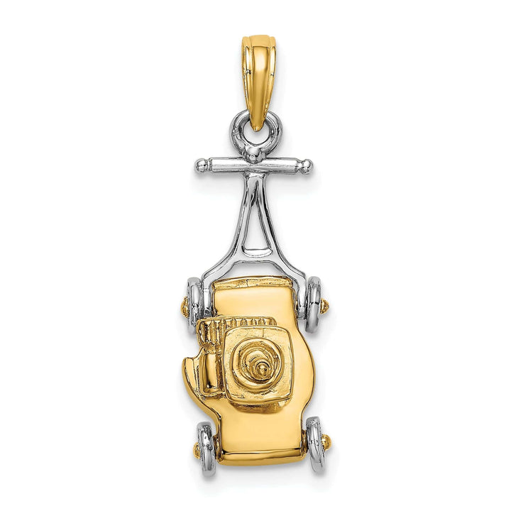 Lovely Rita's Pendants & Charms 14k Two Tone Gold Polished Finish 3-Dimensional Moveable Lawn Mower Charm Pendant