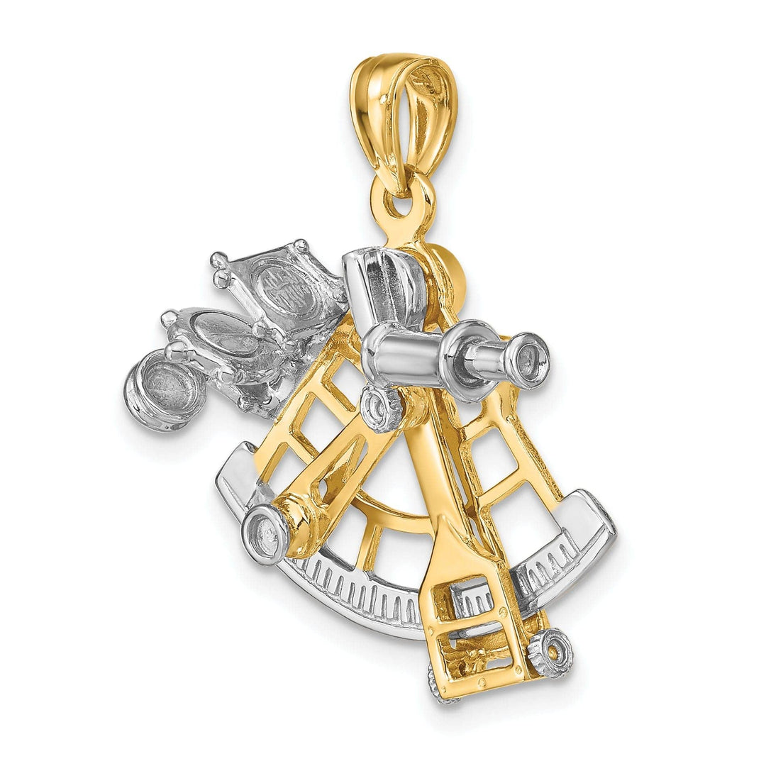 Lovely Rita's Pendants & Charms 14k Two Tone Gold Polished Finish 3-Dimensional Moveable Sextant Charm Pendant