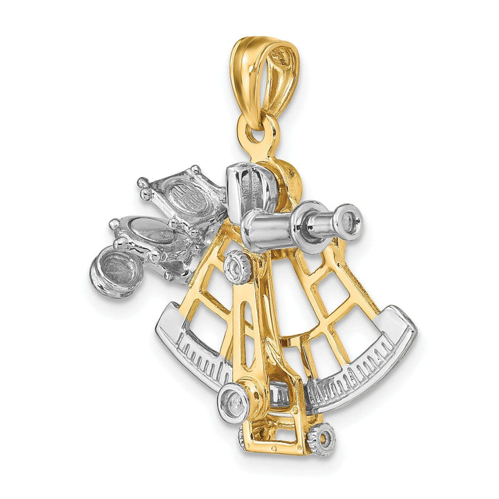 Lovely Rita's Pendants & Charms 14k Two Tone Gold Polished Finish 3-Dimensional Moveable Sextant Charm Pendant