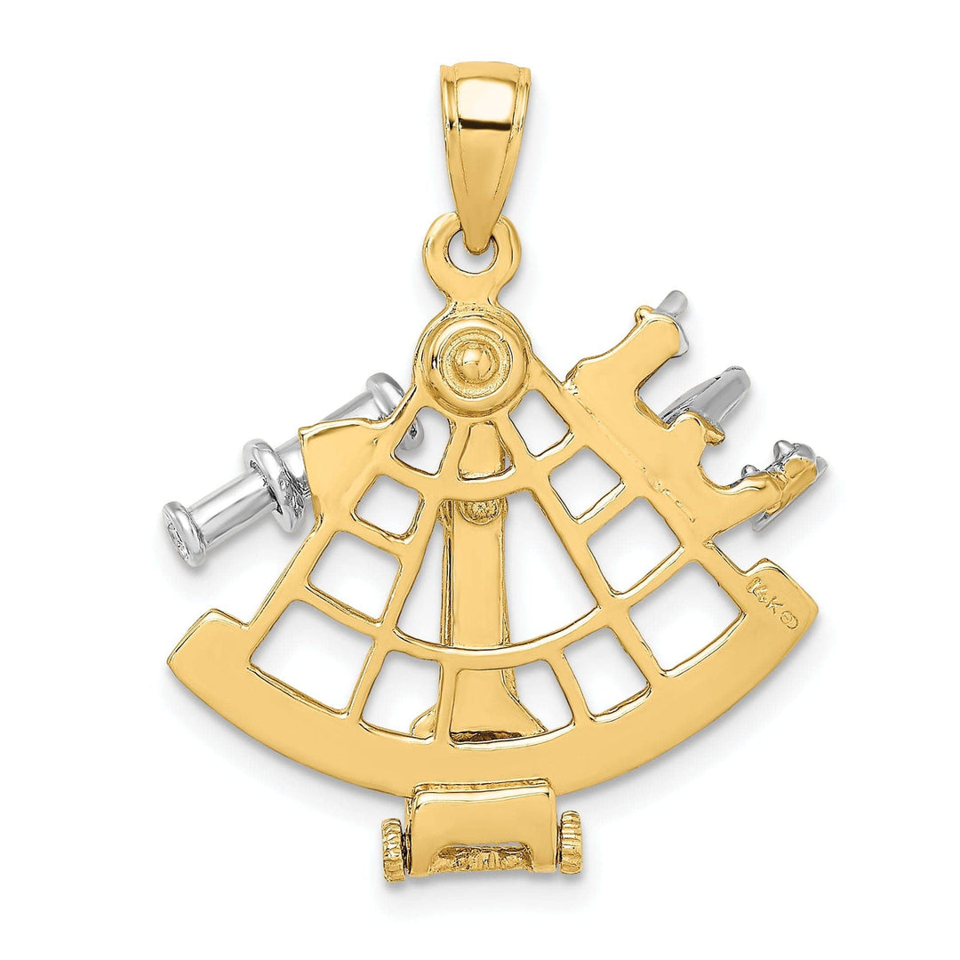 Lovely Rita's Pendants & Charms 14k Two Tone Gold Polished Finish 3-Dimensional Moveable Sextant Charm Pendant
