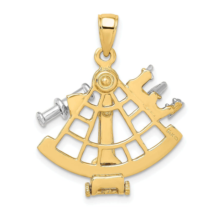 Lovely Rita's Pendants & Charms 14k Two Tone Gold Polished Finish 3-Dimensional Moveable Sextant Charm Pendant