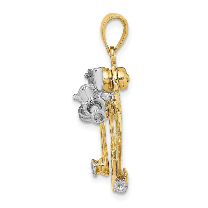 Lovely Rita's Pendants & Charms 14k Two Tone Gold Polished Finish 3-Dimensional Moveable Sextant Charm Pendant