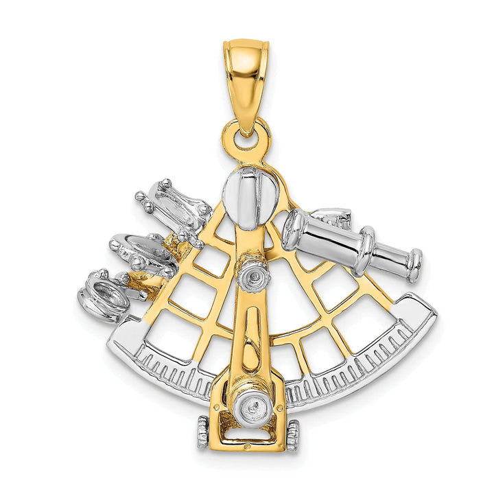 Lovely Rita's Pendants & Charms 14k Two Tone Gold Polished Finish 3-Dimensional Moveable Sextant Charm Pendant