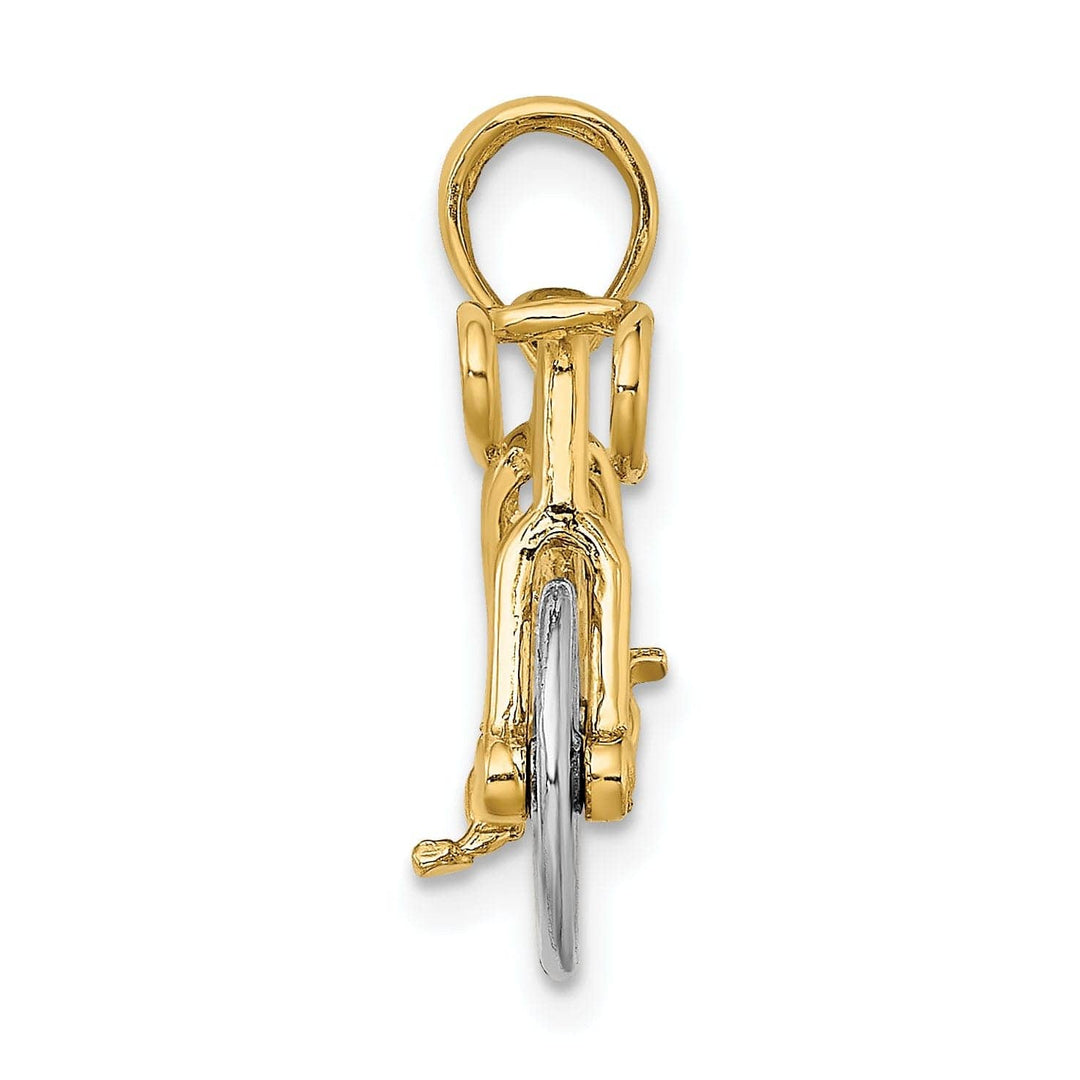 Lovely Rita's Pendants & Charms 14k Two Tone Gold Polished Finish 3-Dimensional Moveable Ten Speed Bicycle Charm Pendant