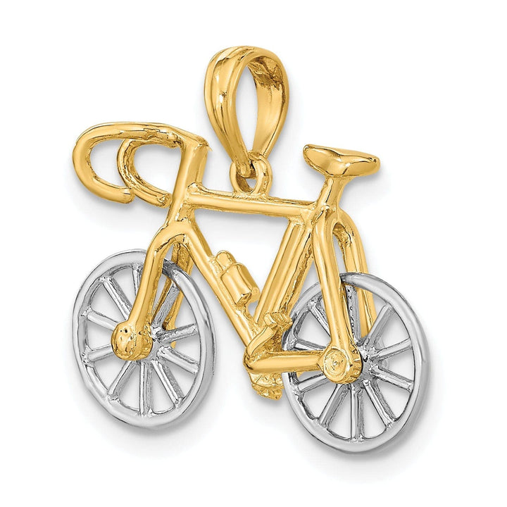 Lovely Rita's Pendants & Charms 14k Two Tone Gold Polished Finish 3-Dimensional Moveable Ten Speed Bicycle Charm Pendant