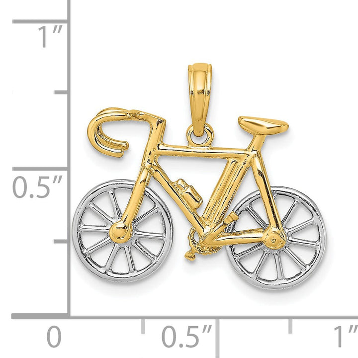 Lovely Rita's Pendants & Charms 14k Two Tone Gold Polished Finish 3-Dimensional Moveable Ten Speed Bicycle Charm Pendant