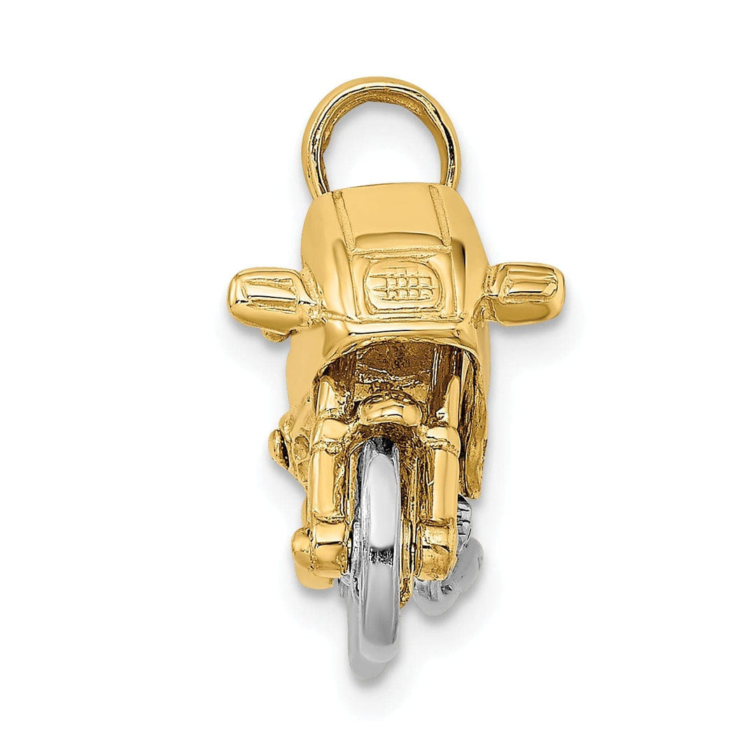 Lovely Rita's Pendants & Charms 14k Two Tone Gold Polished Finish 3-Dimentional Moveable Motorcycle Charm Pendant