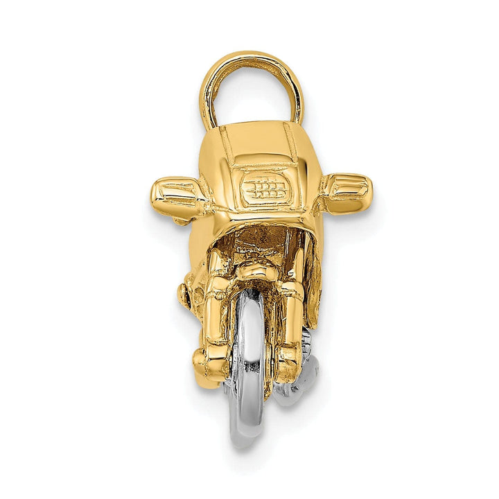 Lovely Rita's Pendants & Charms 14k Two Tone Gold Polished Finish 3-Dimentional Moveable Motorcycle Charm Pendant