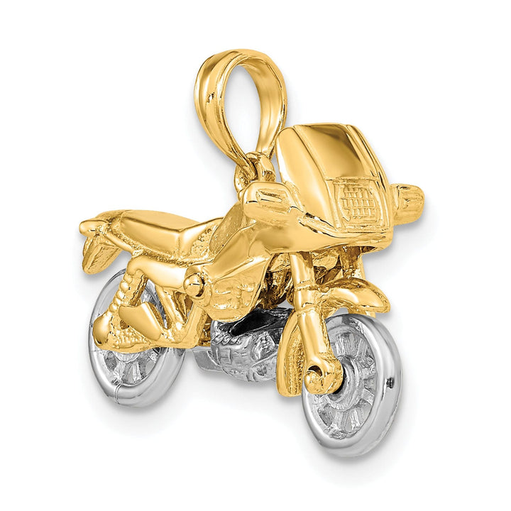 Lovely Rita's Pendants & Charms 14k Two Tone Gold Polished Finish 3-Dimentional Moveable Motorcycle Charm Pendant