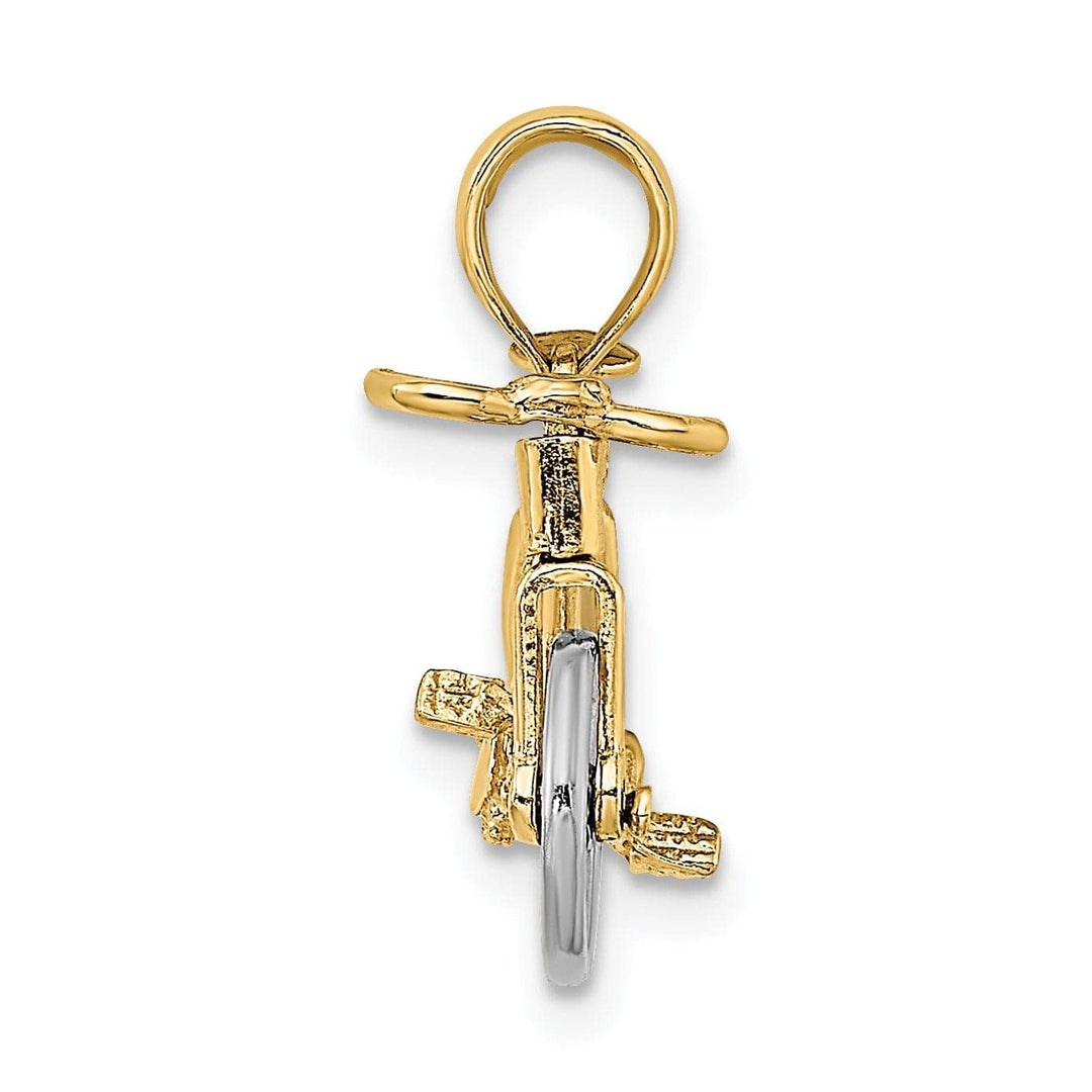 Lovely Rita's Pendants & Charms 14k Two Tone Gold Polished Finish Bicycle with Moveable Tires Charm Pendant