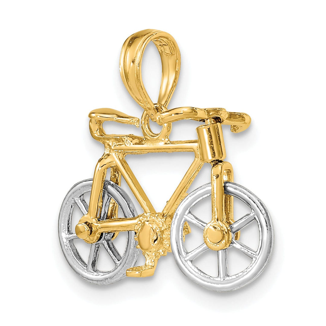 Lovely Rita's Pendants & Charms 14k Two Tone Gold Polished Finish Bicycle with Moveable Tires Charm Pendant