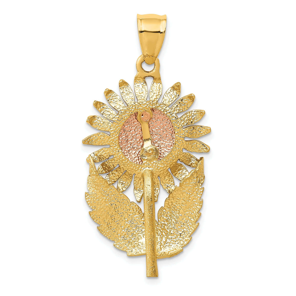 Lovely Rita's Pendants & Charms 14k Two-tone Gold Polished Finish Brushed D.C Sunflower Pendant