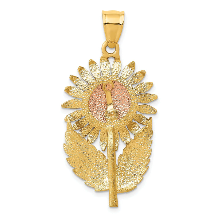 Lovely Rita's Pendants & Charms 14k Two-tone Gold Polished Finish Brushed D.C Sunflower Pendant