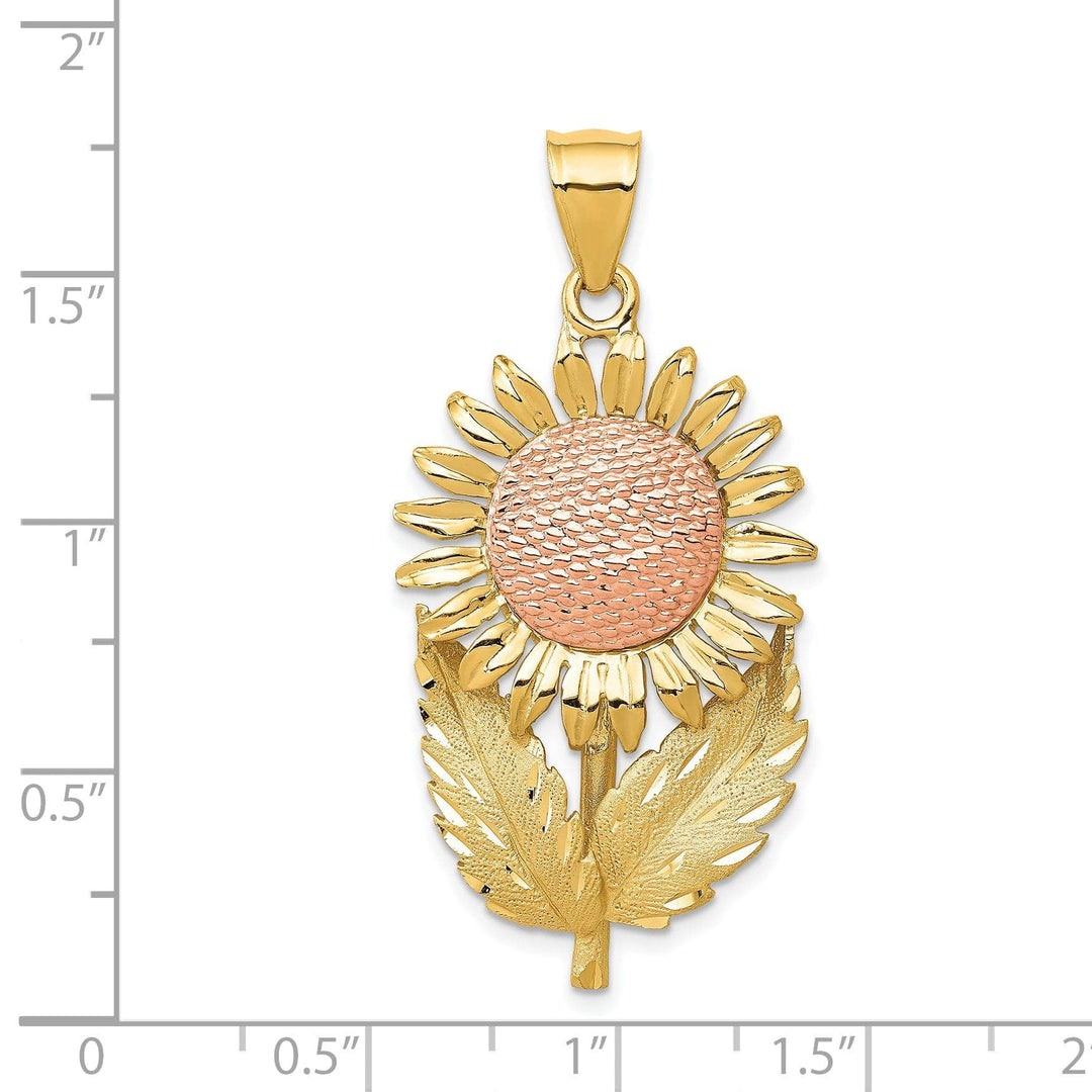 Lovely Rita's Pendants & Charms 14k Two-tone Gold Polished Finish Brushed D.C Sunflower Pendant