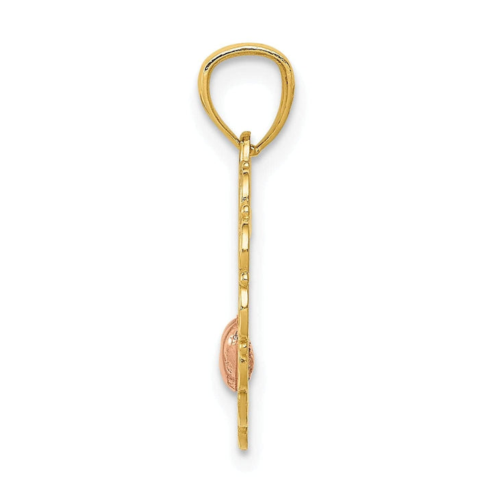 Lovely Rita's Pendants & Charms 14K Two Tone Gold Polished Finish MOM Heart in Heart Design Pendant