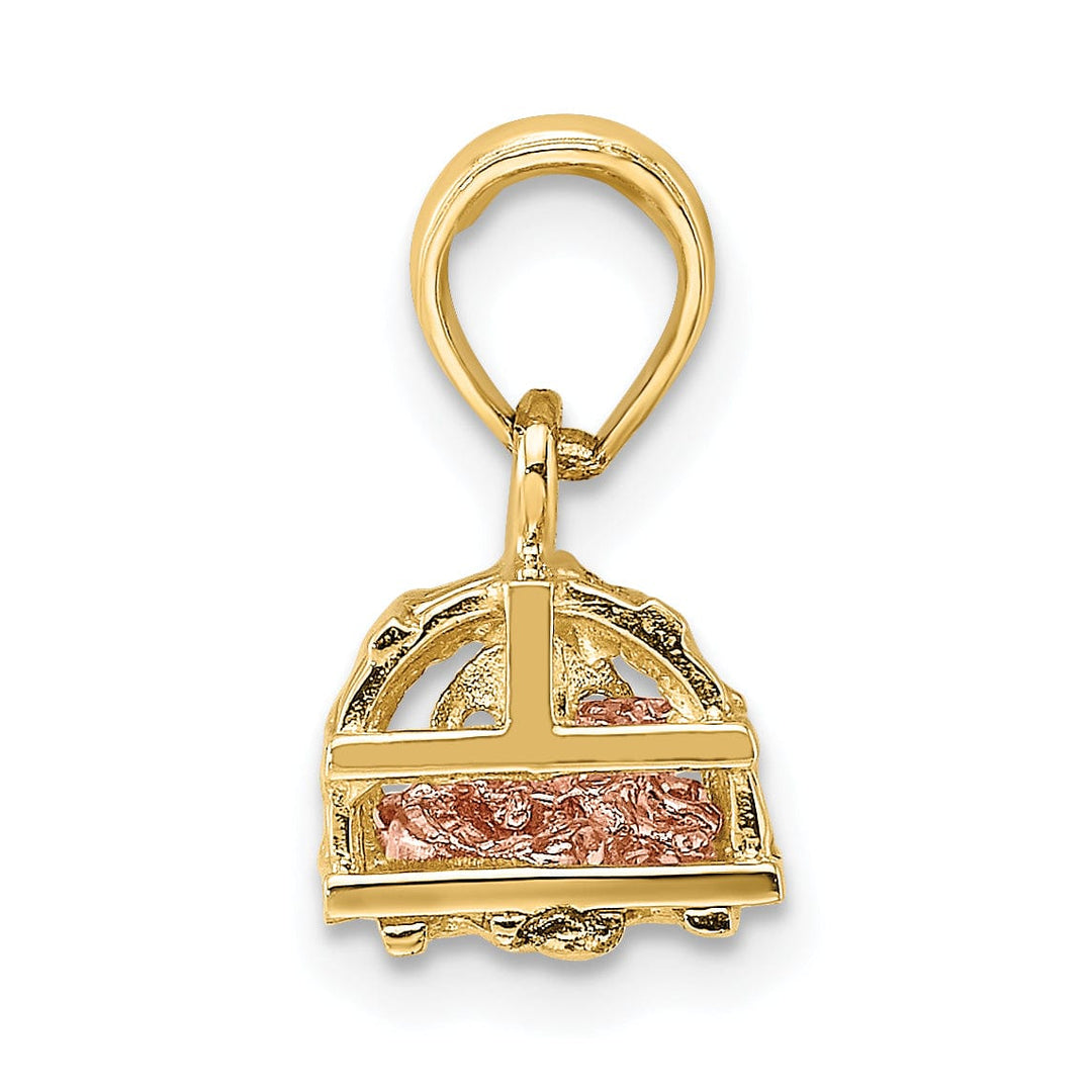 Lovely Rita's Pendants & Charms 14K Two-Tone Gold Polished Finish Moveable 3-Dimensional Pink Lobster In Trap Charm Pendant