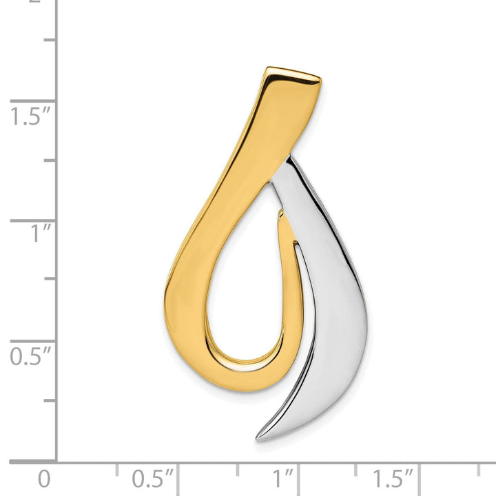 Lovely Rita's Pendants & Charms 14k Two Tone Gold Polished Finish Reversible Fancy Design Omega Slide Pendant fits upto 8 mm Omega