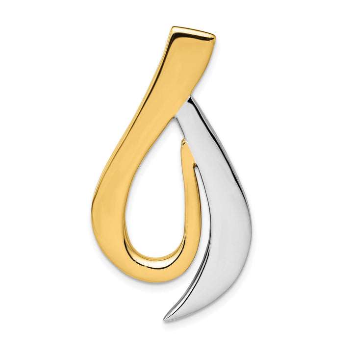 Lovely Rita's Pendants & Charms 14k Two Tone Gold Polished Finish Reversible Fancy Design Omega Slide Pendant fits upto 8 mm Omega